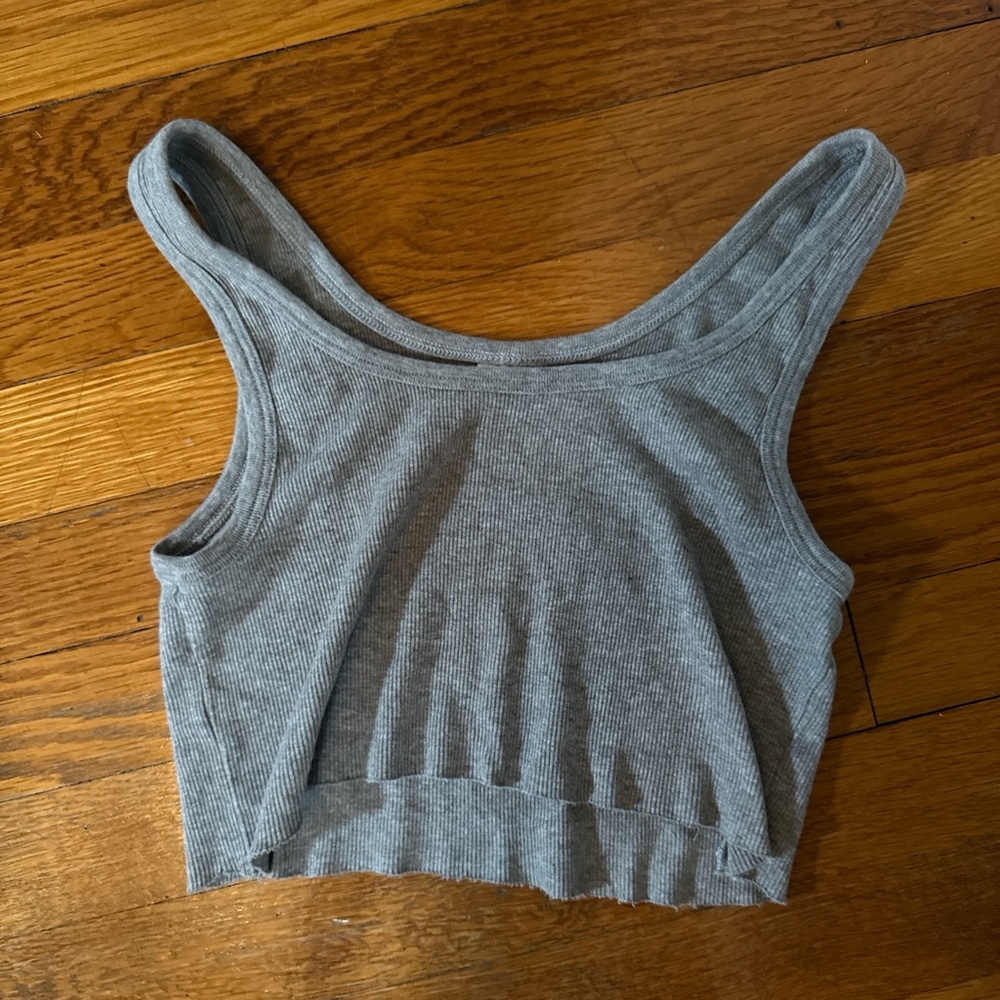 Aritzia Gray Ribbed Crop Top